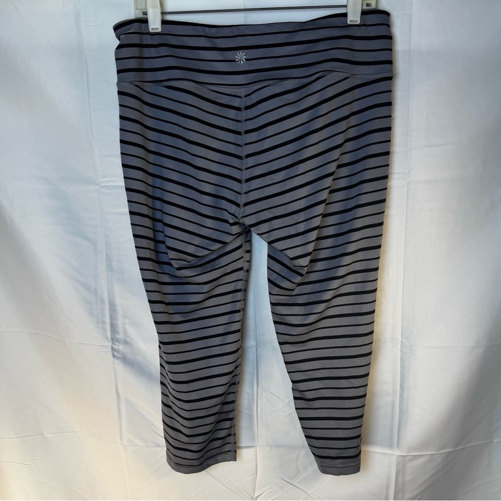 Athleta Charcoal and Light Gray Striped Capri Leggings Size XL - Picture 2 of 6